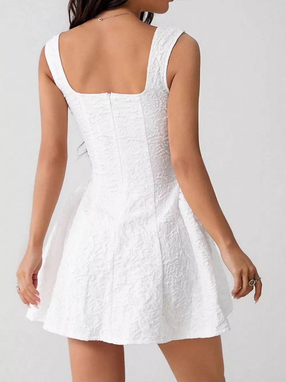 Textured Square Neck Mini Dress, image 11