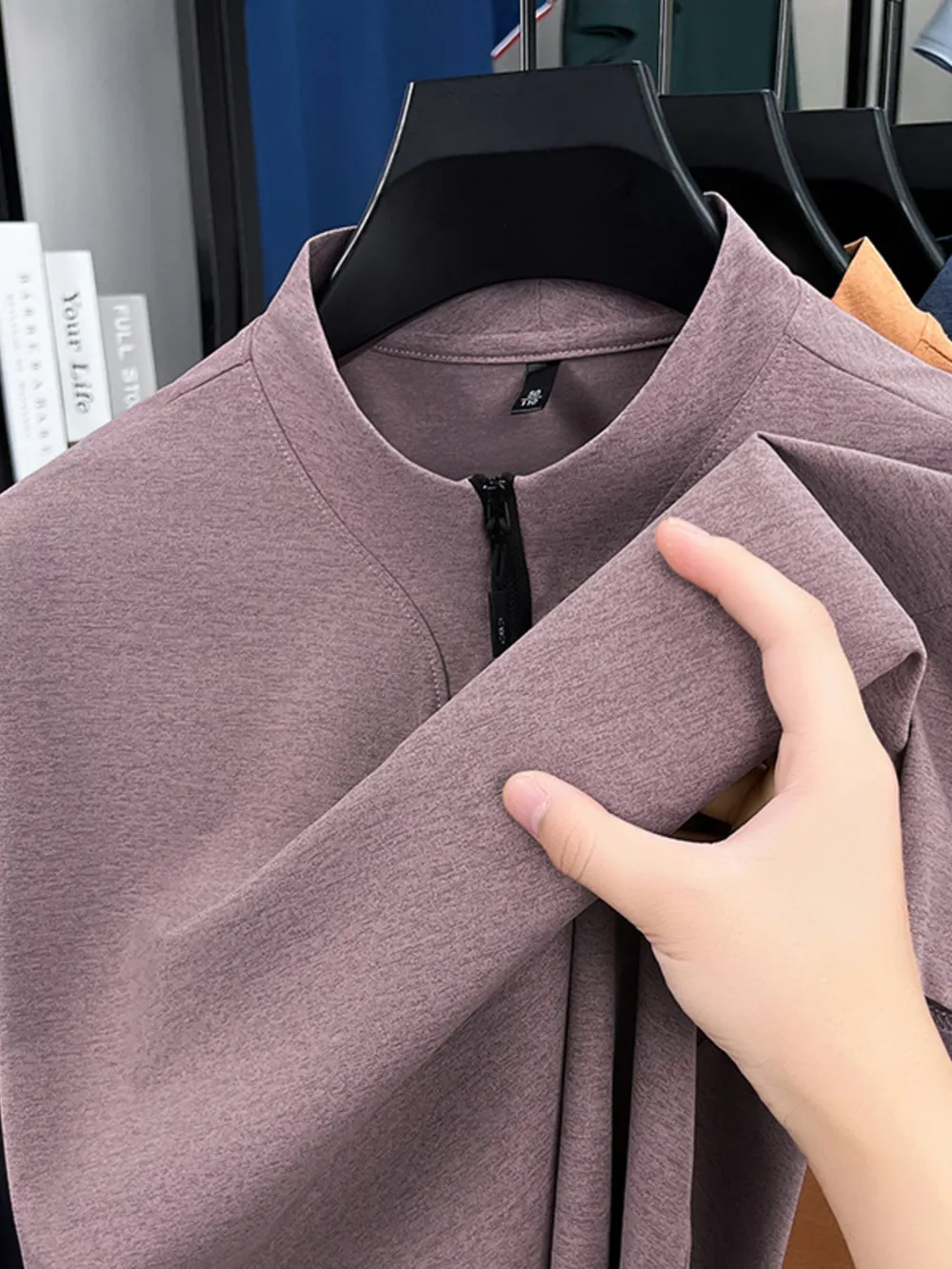 Men's Plus Size Quarter Zip Short Sleeve Top, image 10
