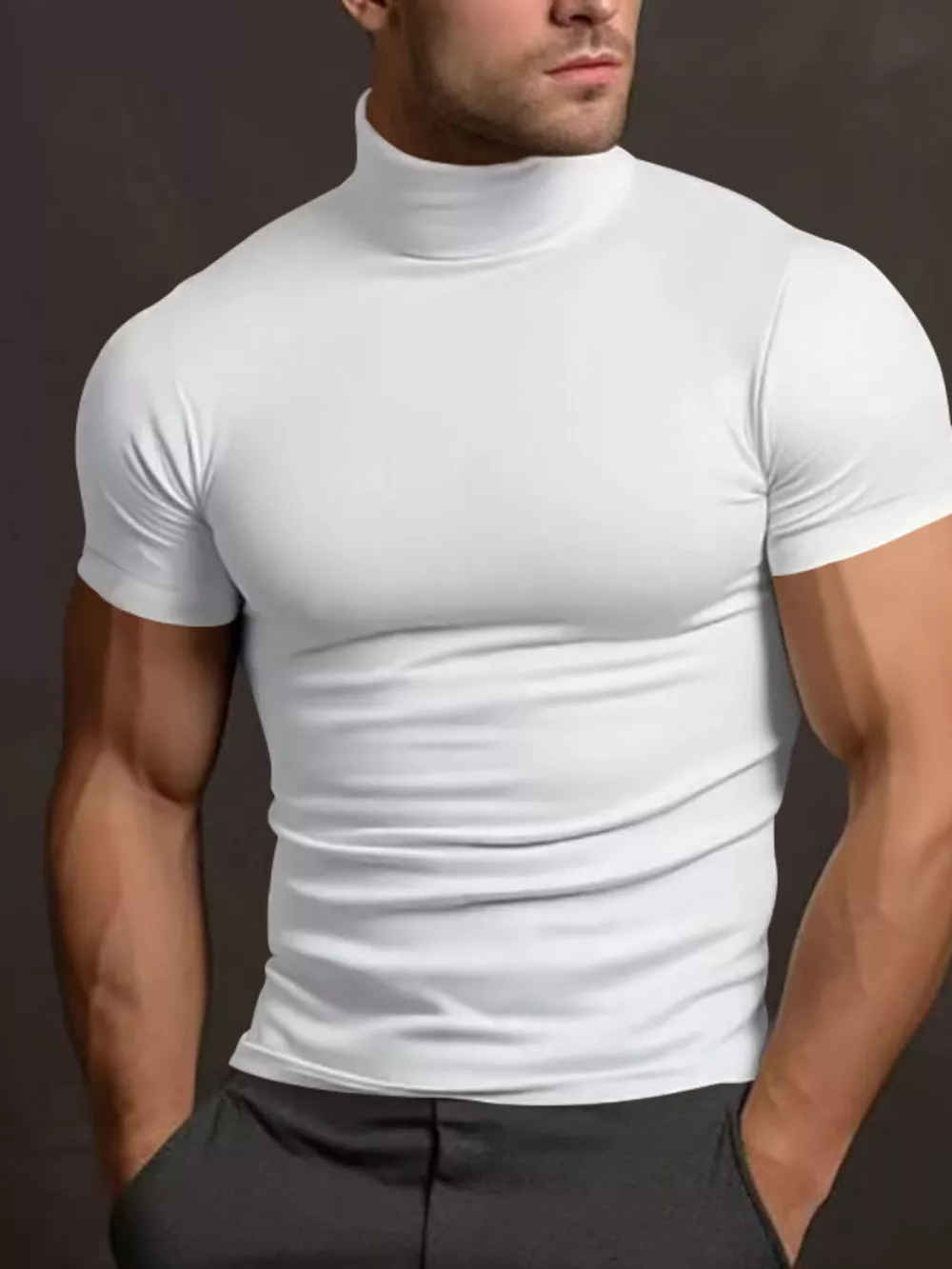 Men's Full Size Short Sleeve Turtleneck T-Shirt Plus Size, image 6