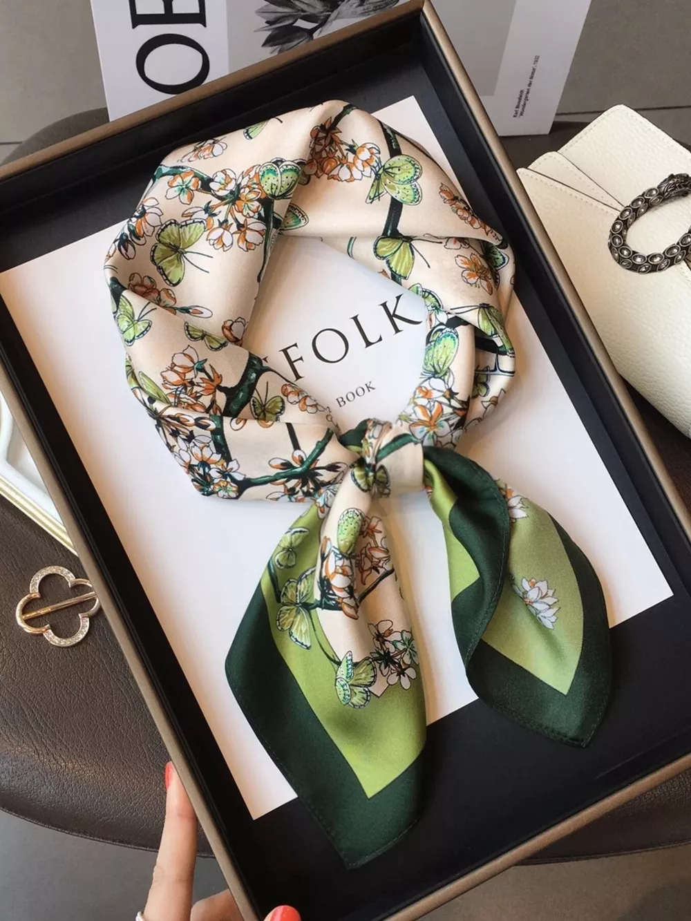 Floral Print Silk Scarf