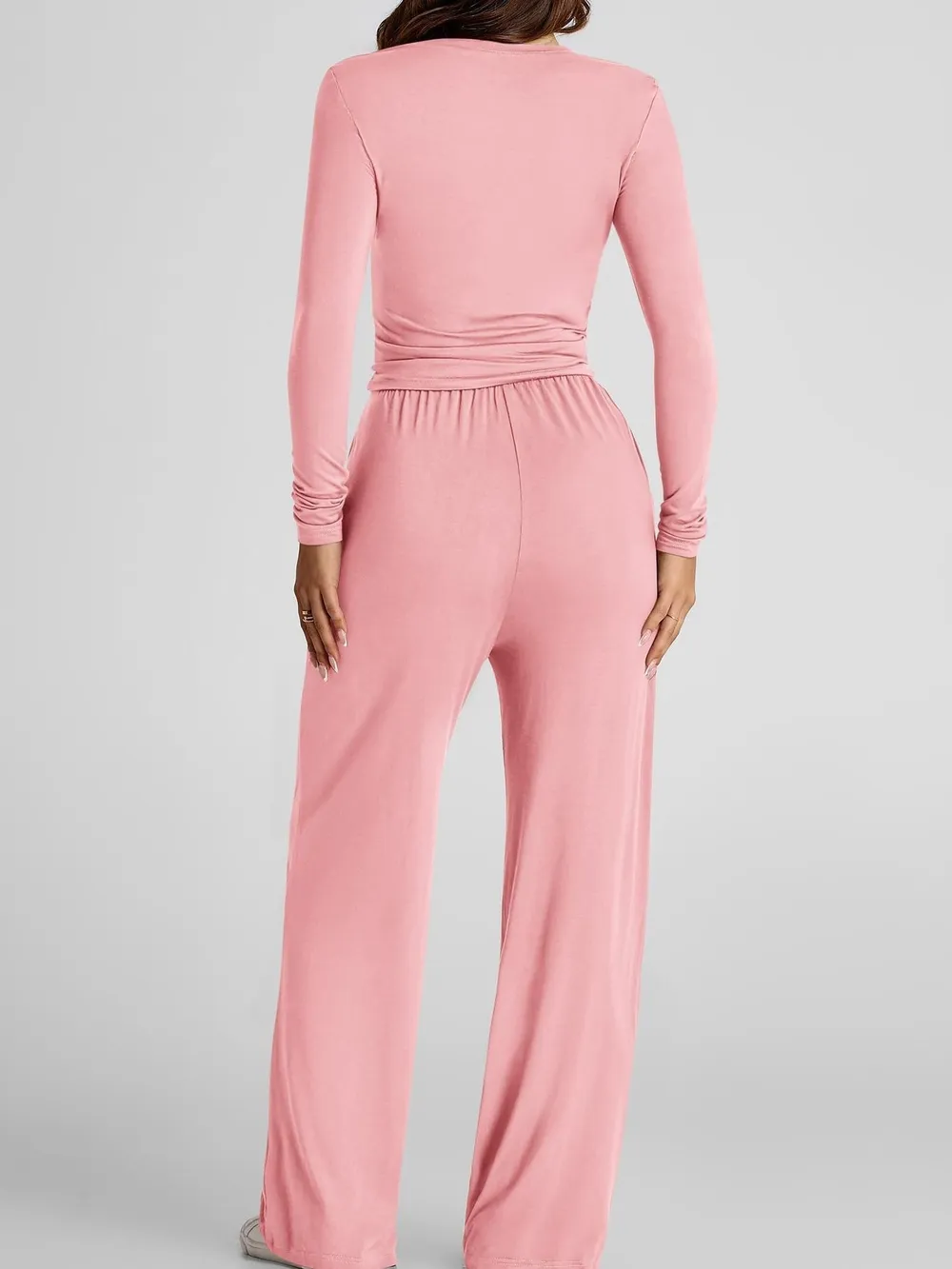 Round Neck Long Sleeve Top and Pants Set, image 7