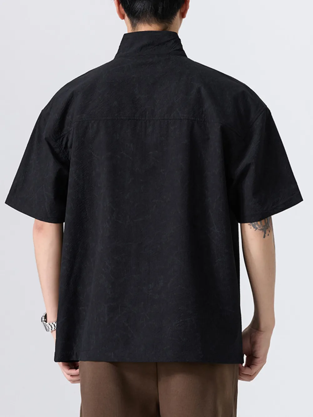 Men's Plus Size Quarter Zip Short Sleeve Polo, image 5