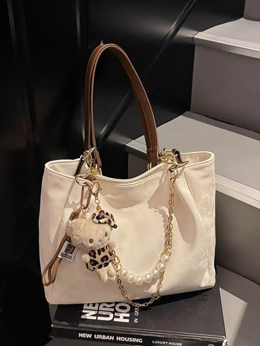 Pearl Chain Decor Shoulder Bag, image 5