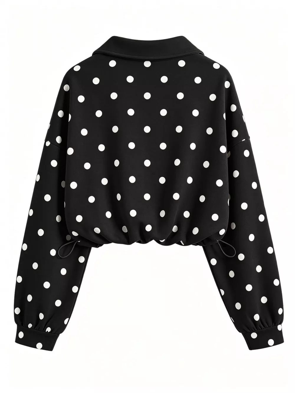 Polka Dot Half Zip Cropped Sweatshirt, image 15