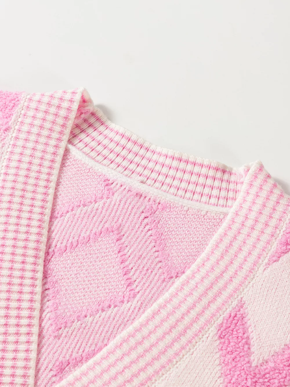 Rhombus Pattern Knit Open Front Pocketed Cardigans, image 10