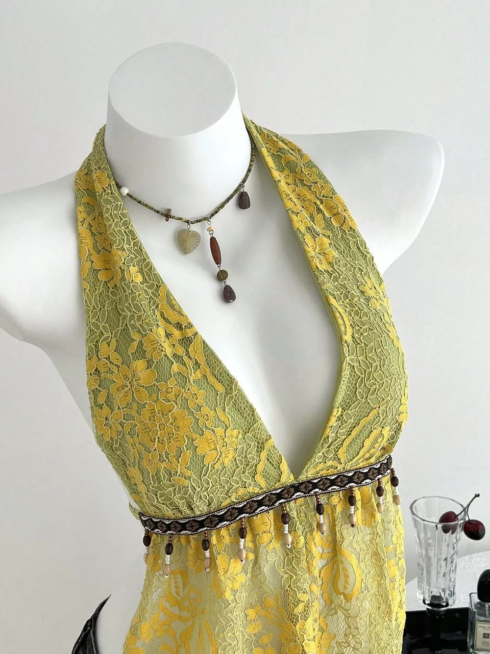 Lace Halter Neck Cami, image 3