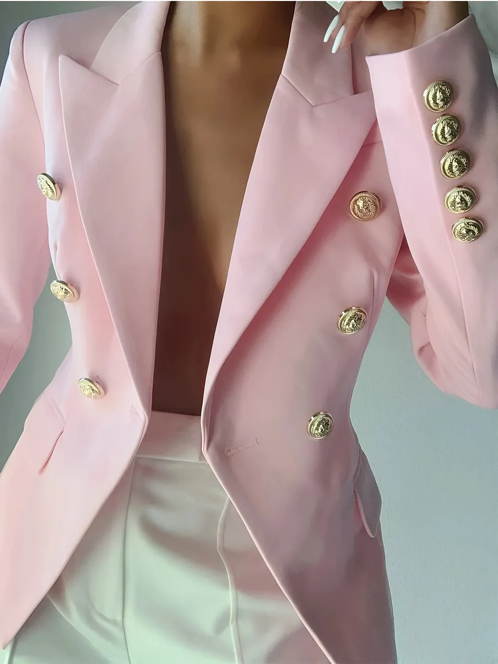 Decor Button Lapel Collar Blazer, image 25