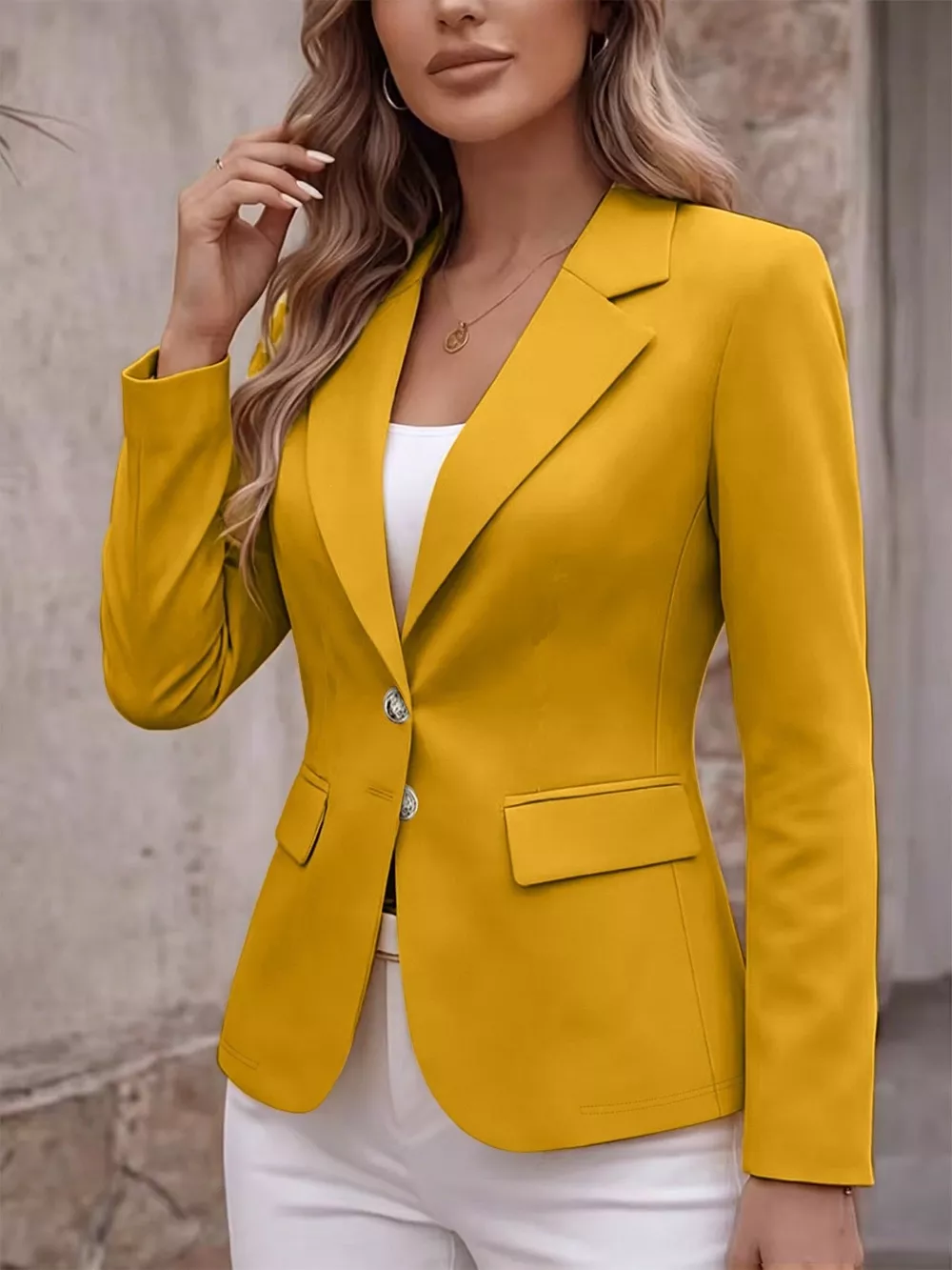 Full Size Lapel Collar Long Sleeve Blazer Plus Size, image 19