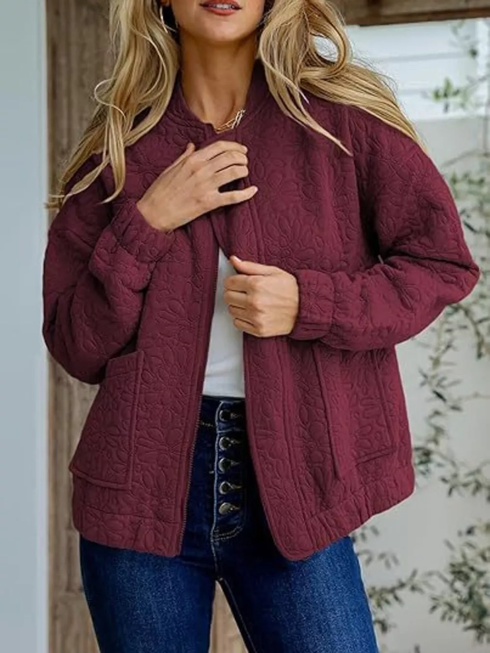Floral Quilted Zip Up Jacket, image 15