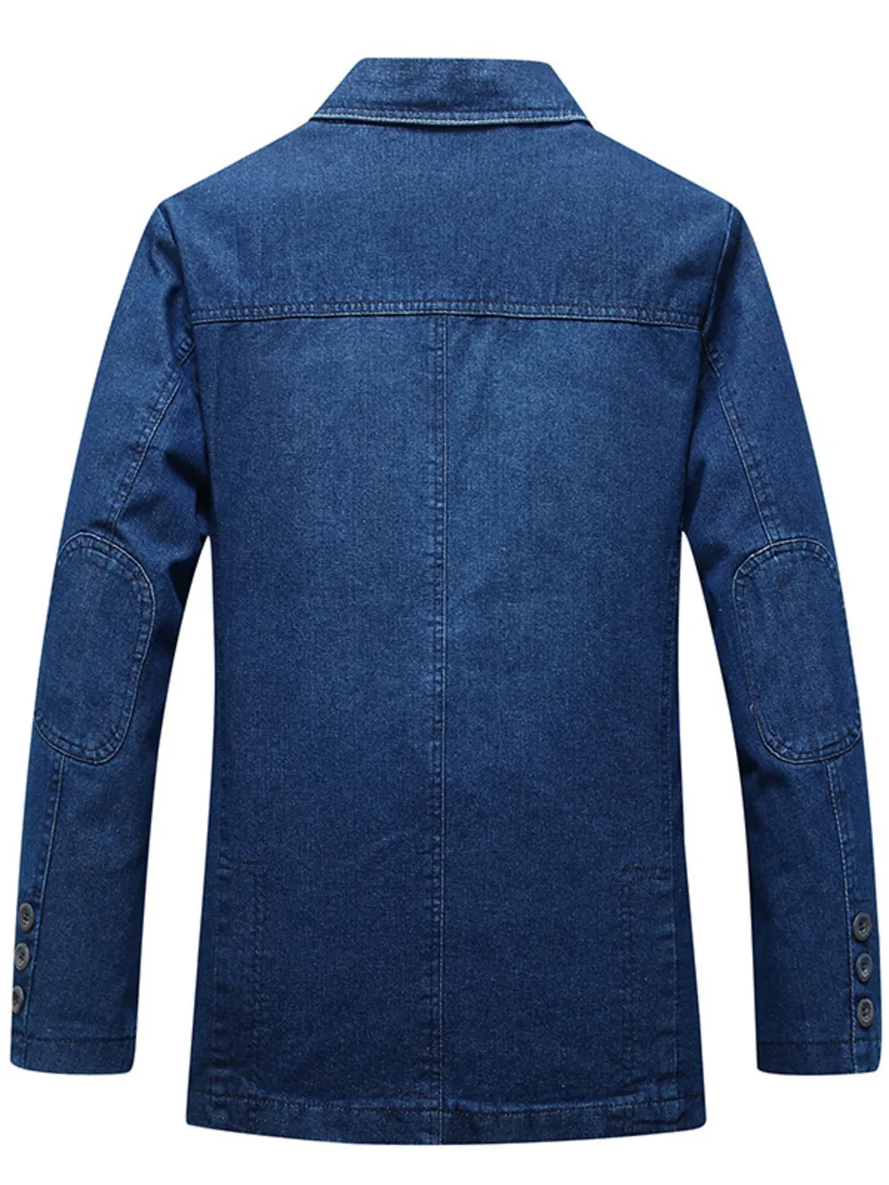 Men's Plus Size Button Up Long Sleeve Denim Blazer, image 3