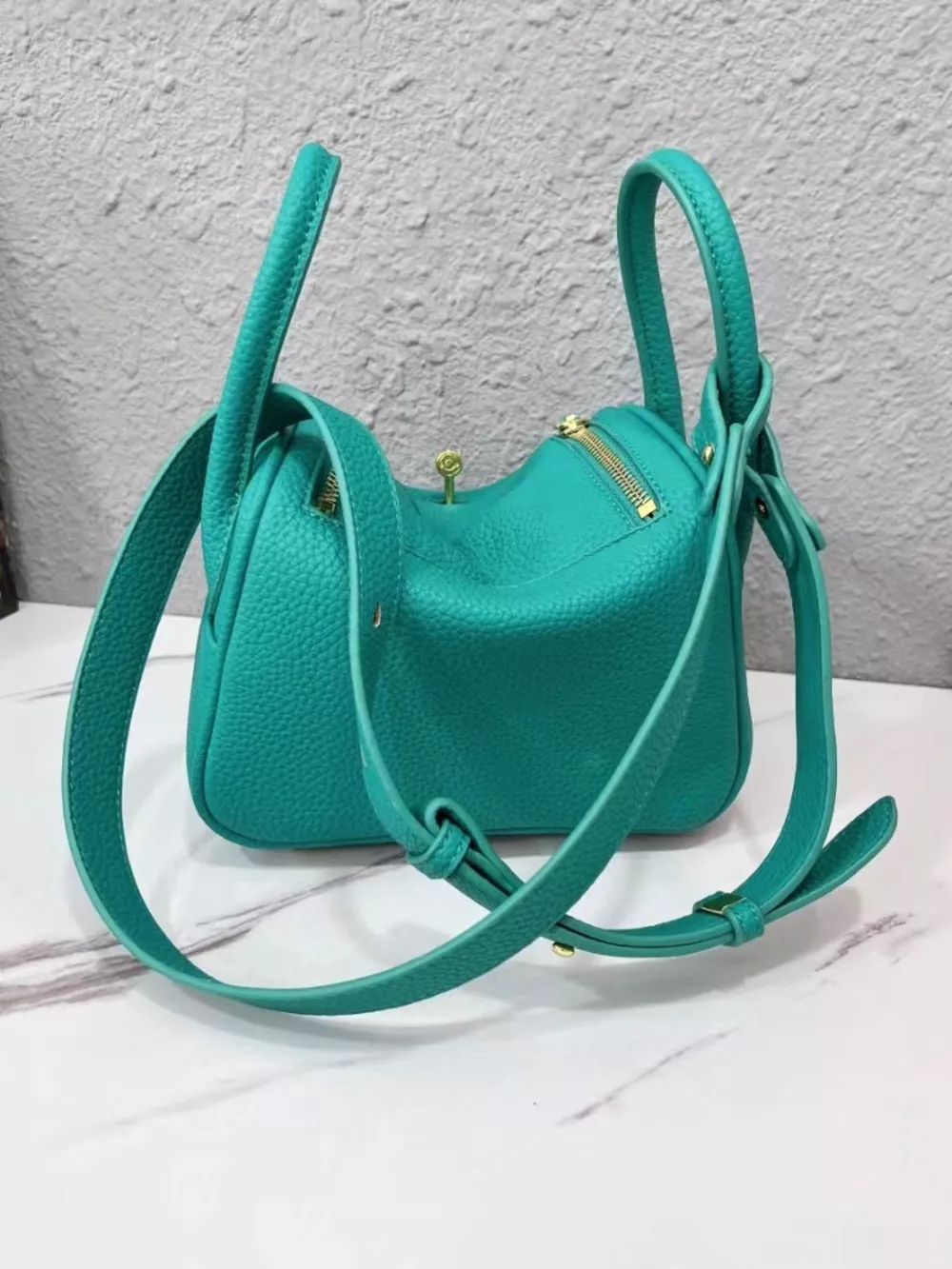 Gold-Tone Hardware Leather Crossbody Bag, image 5
