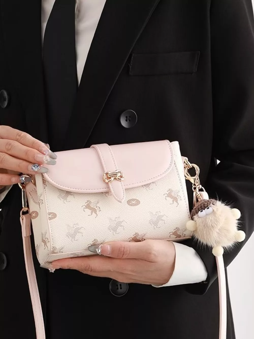Pegasus Print Flap Crossbody Bag, image 4