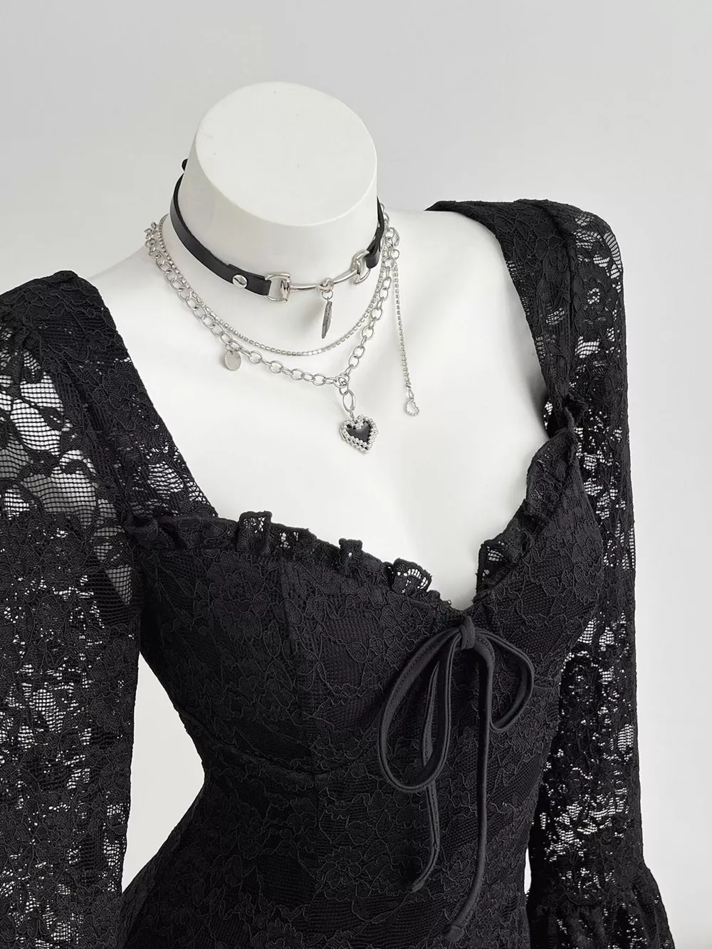 Lace Long Sleeve Mini Dress, image 4