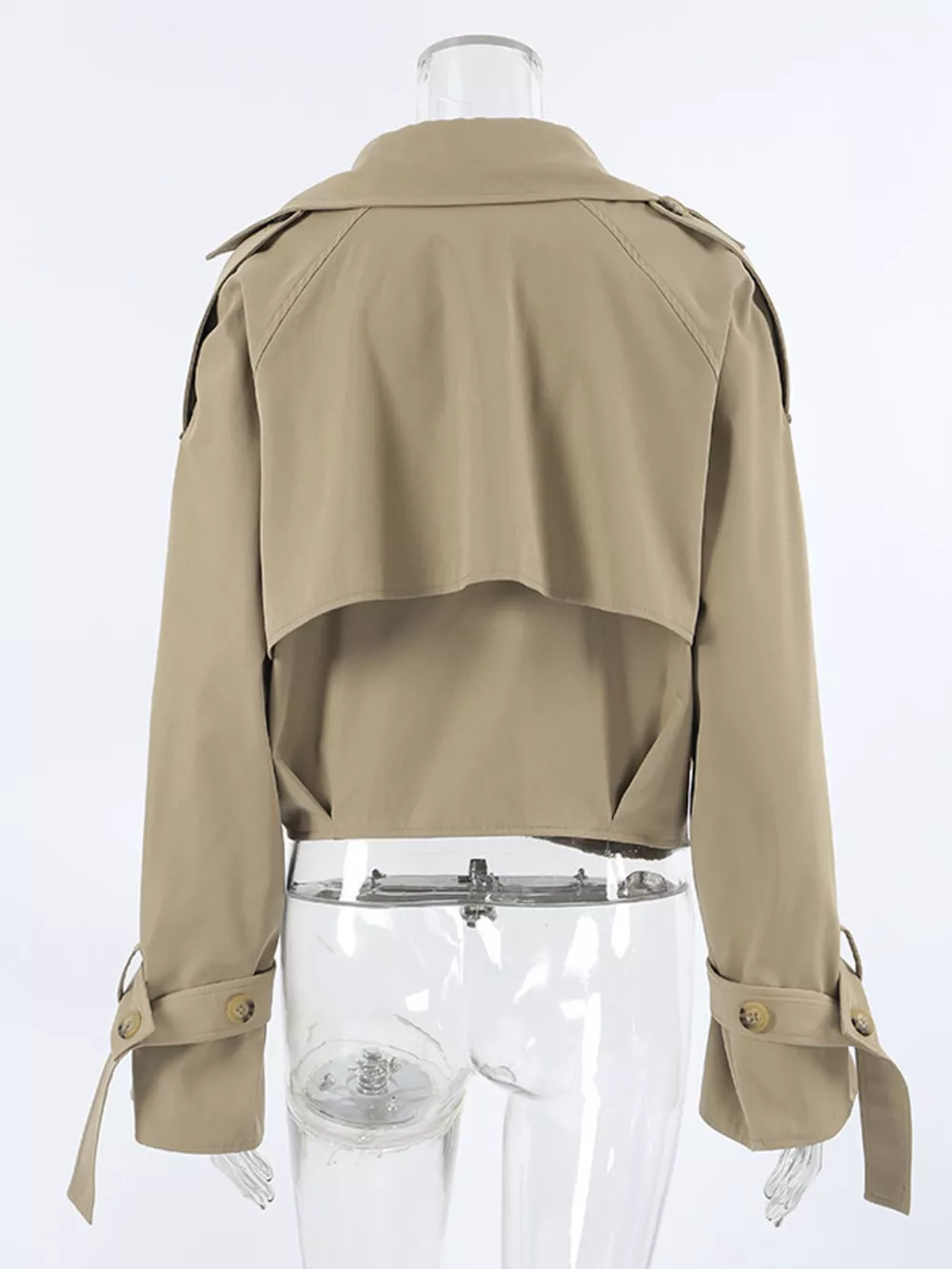 Wide Lapel Cropped Trench Coat, image 12