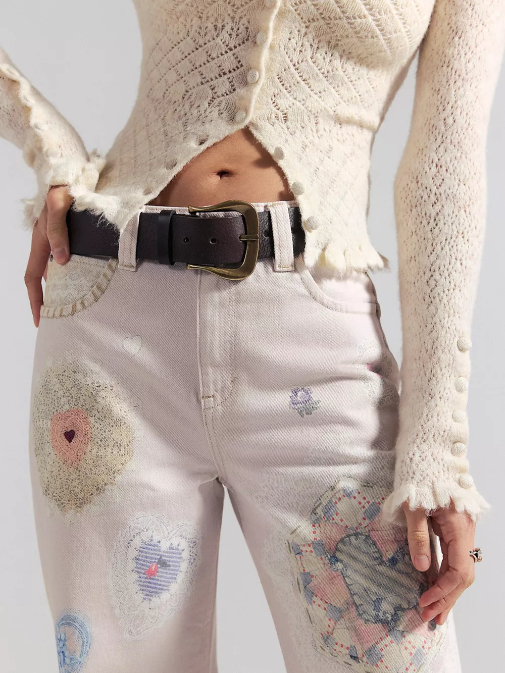 Printed Wide Leg Jeans, image 4
