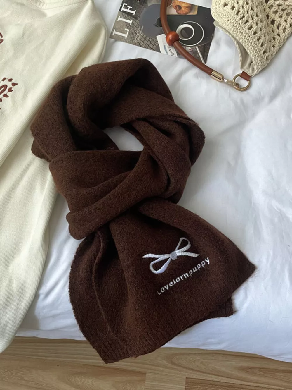 Embroidered Bowknot Scarf, image 5