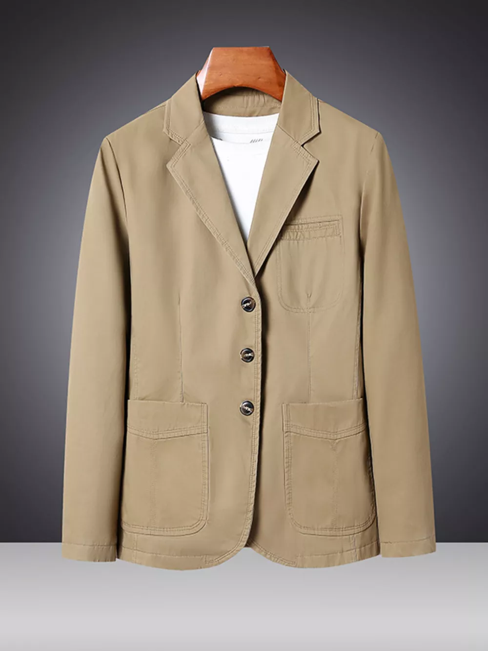 Men's Plus Size Lapel Collar Long Sleeve Blazer, image 4