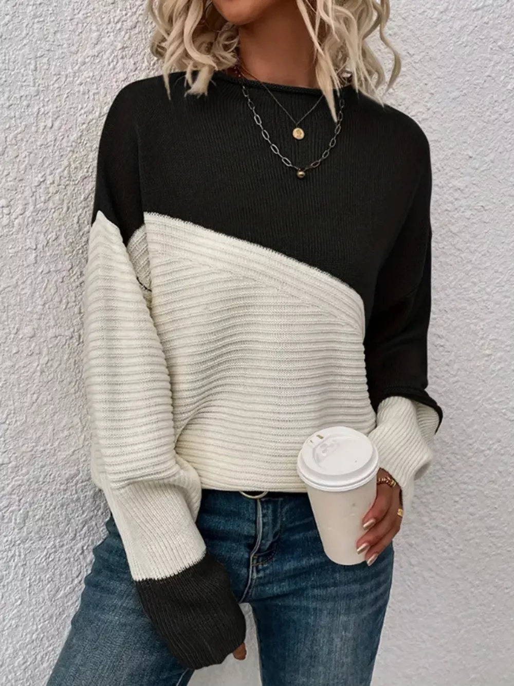 Color Block Ribbed Knit Sweater, image 10