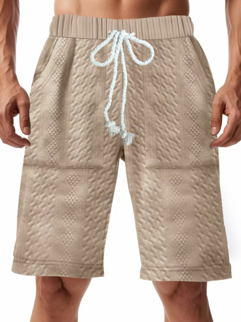 Men's Full Size Texture Drawstring Shorts Plus Size, image 12