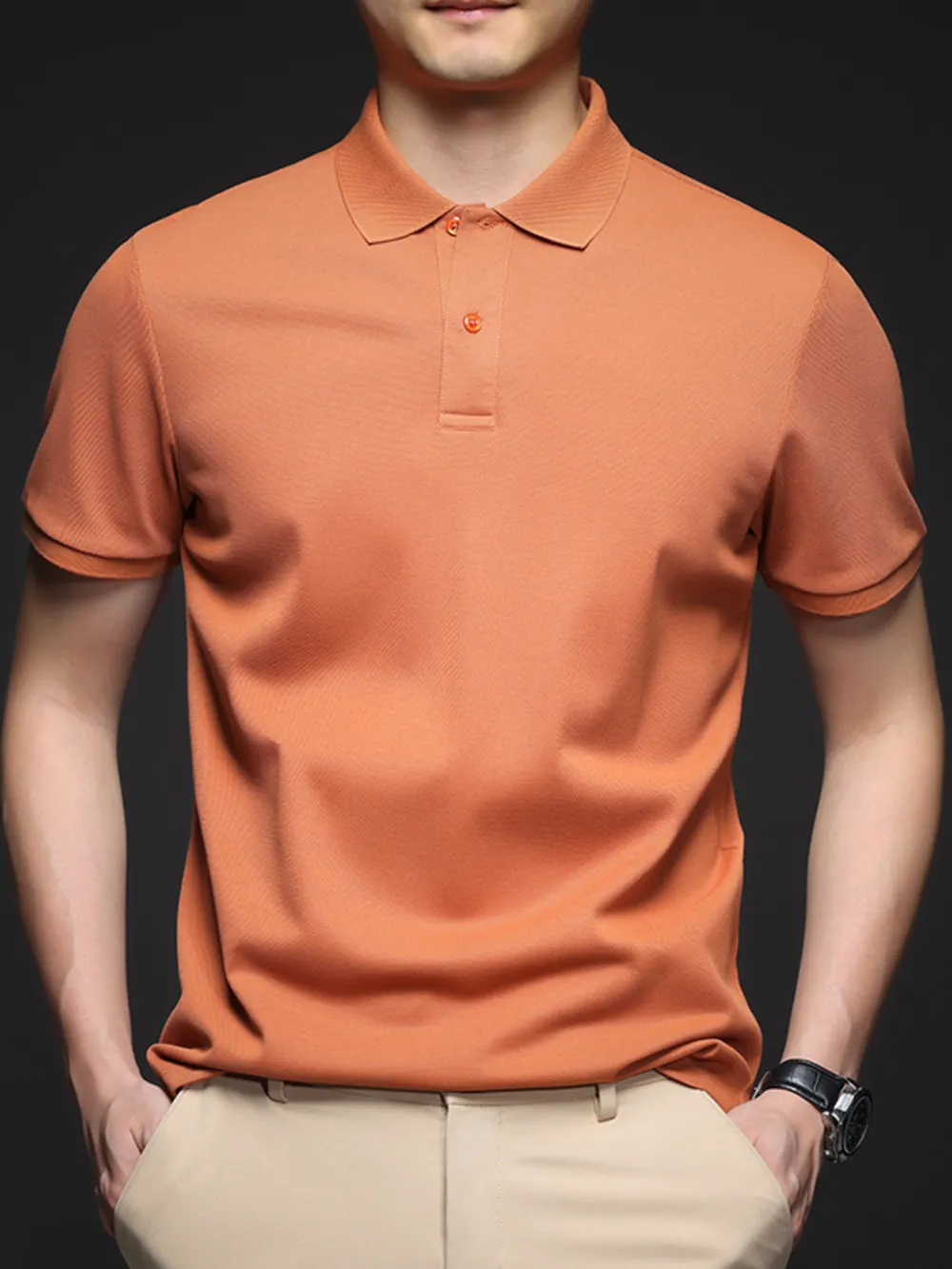 Men's Plus Size Button Detail Short Sleeve Polo, image 2