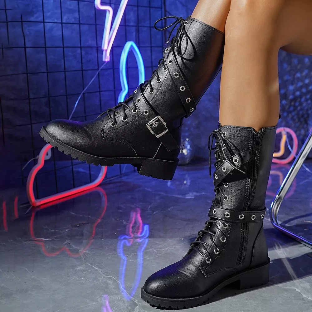 Round Toe Lace Up Boots, image 4