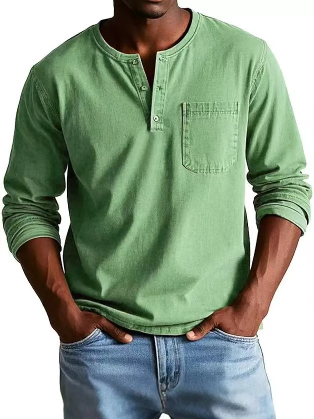 Full Size Button Detail Long Sleeve Top Plus Size, image 6