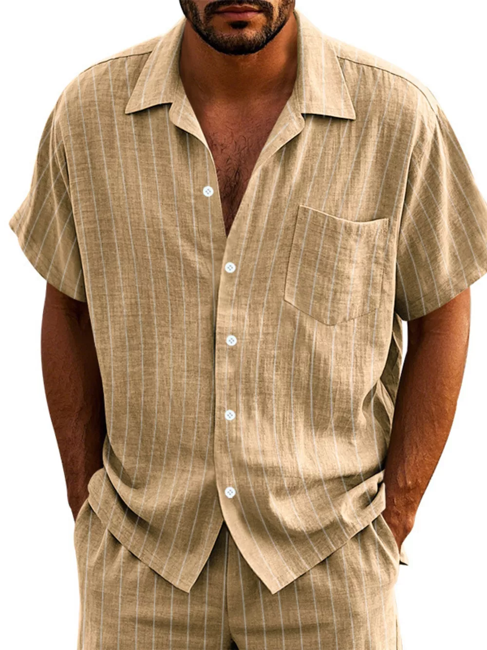 Men's Full Size Casual Striped Short Sleeve Shirt Plus Size, image 9