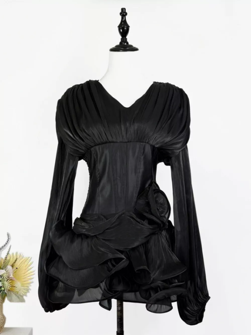 Ruffled Long Sleeve Mini Dress, image 9