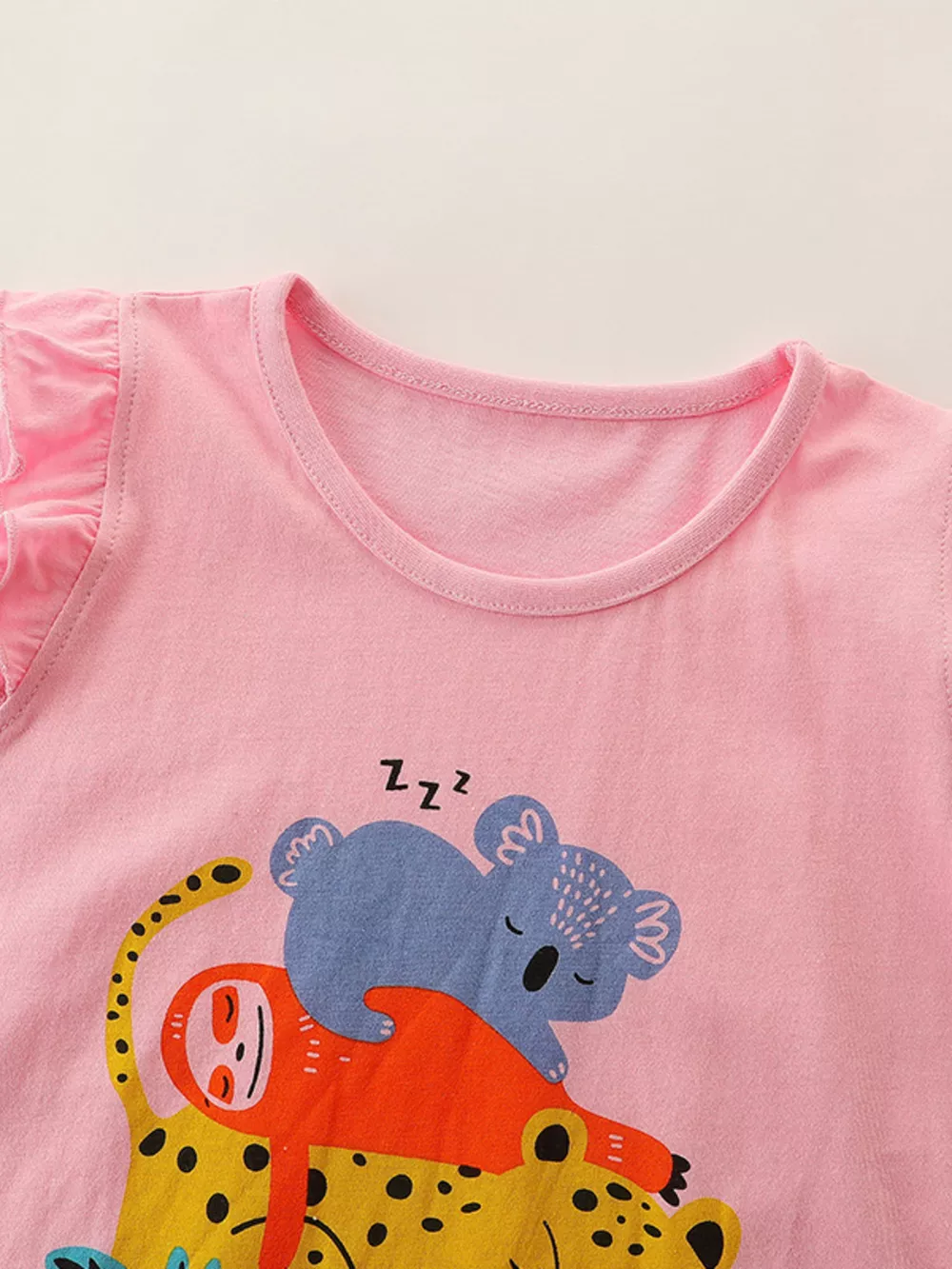 Children's Sleepy Animal Top and Shorts Set, image 2