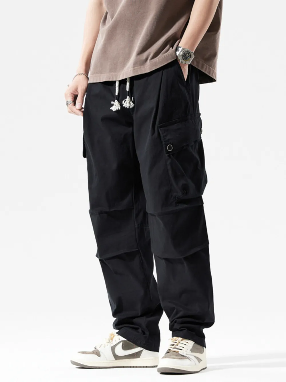 Men's Full Size Loose Fit Multi-Pocket Cargo Pants Plus Size, image 7