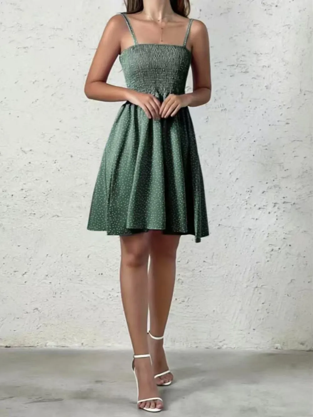 Full Size Smocked Square Neck Cami Dress Plus Size, image 14