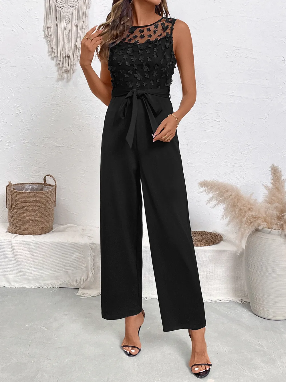 Flower Sleeveless Wide Leg Jumpsuit, image 7