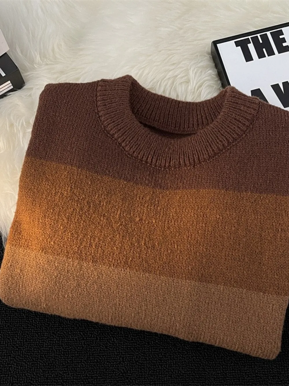 Men's Plus Size Striped Color Block Knit Pullover, image 3