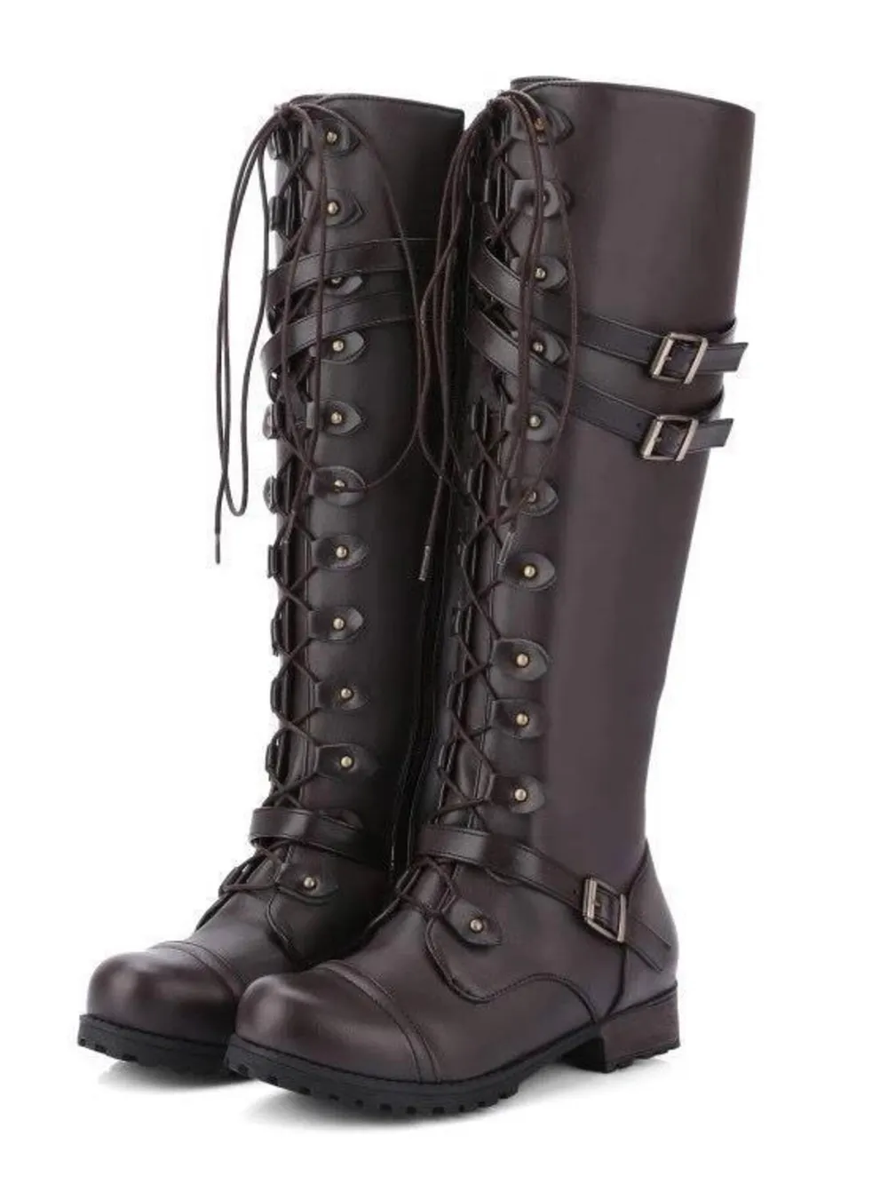 Lace-Up Boots with Buckle Straps, image 4