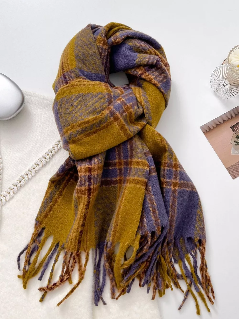 Warm Plaid Winter Scarf, image 14
