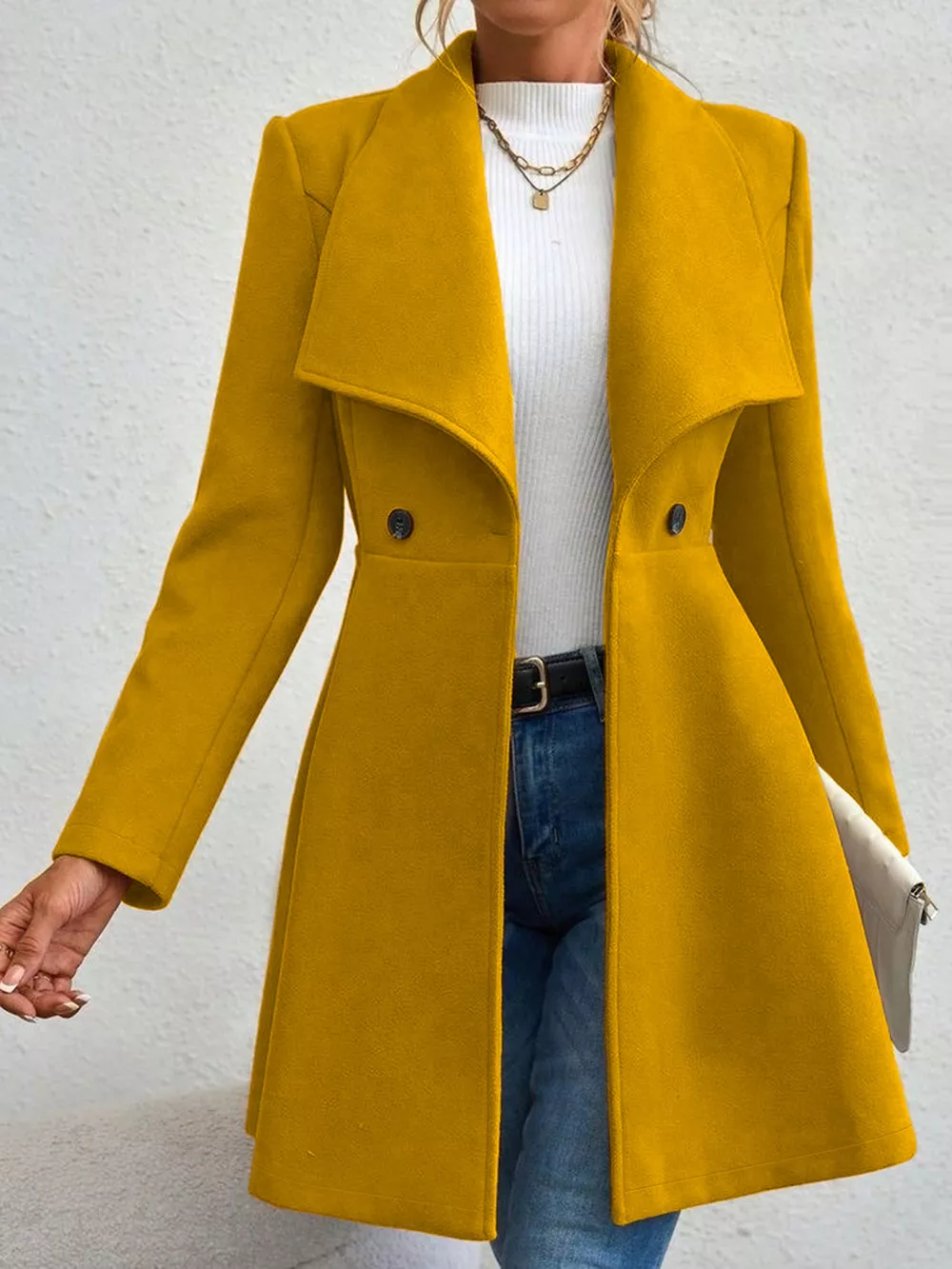Double-Breasted Wool Blend Coat, image 14