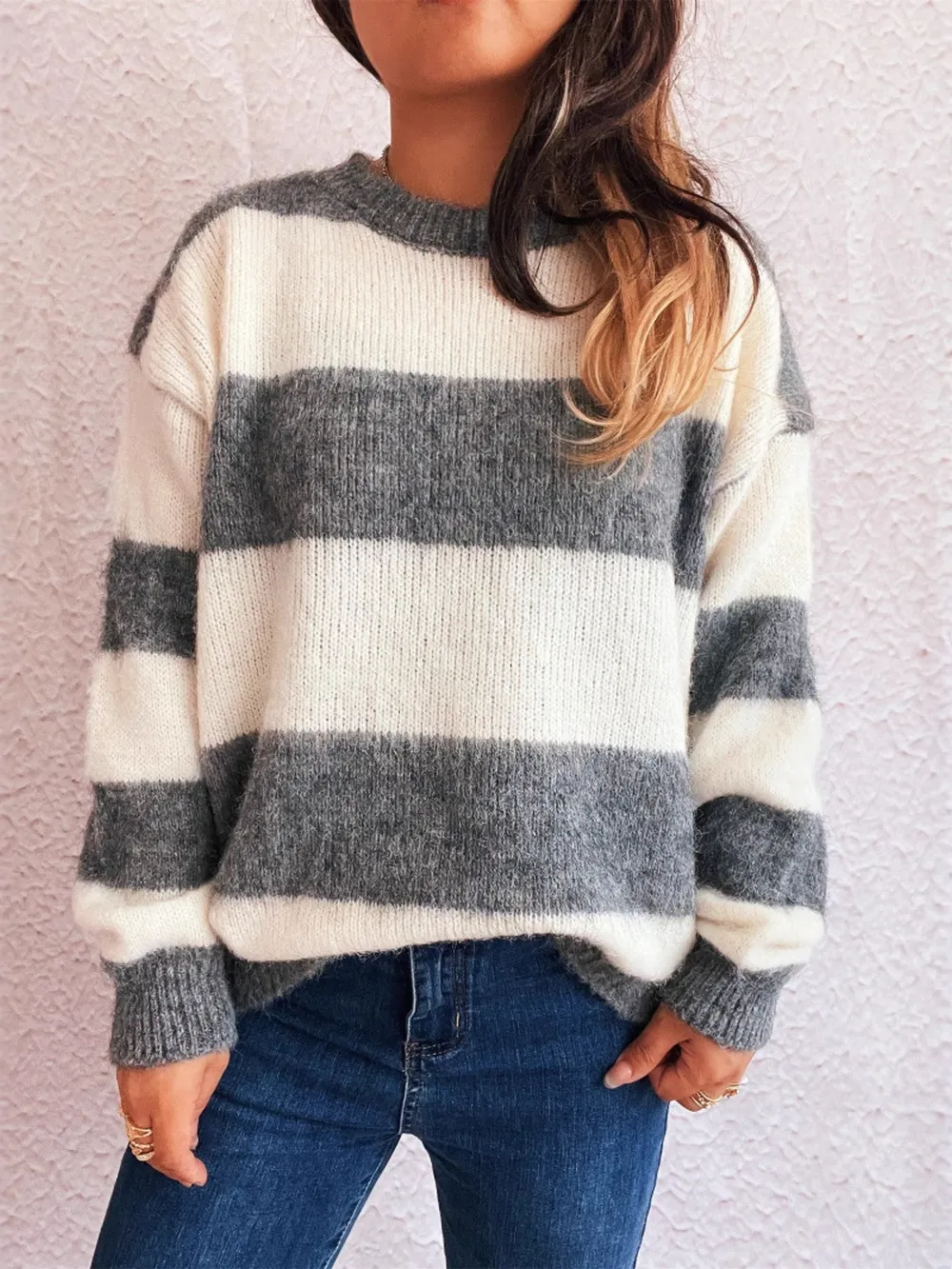 Striped Contrast Long Sleeve Sweater, image 5