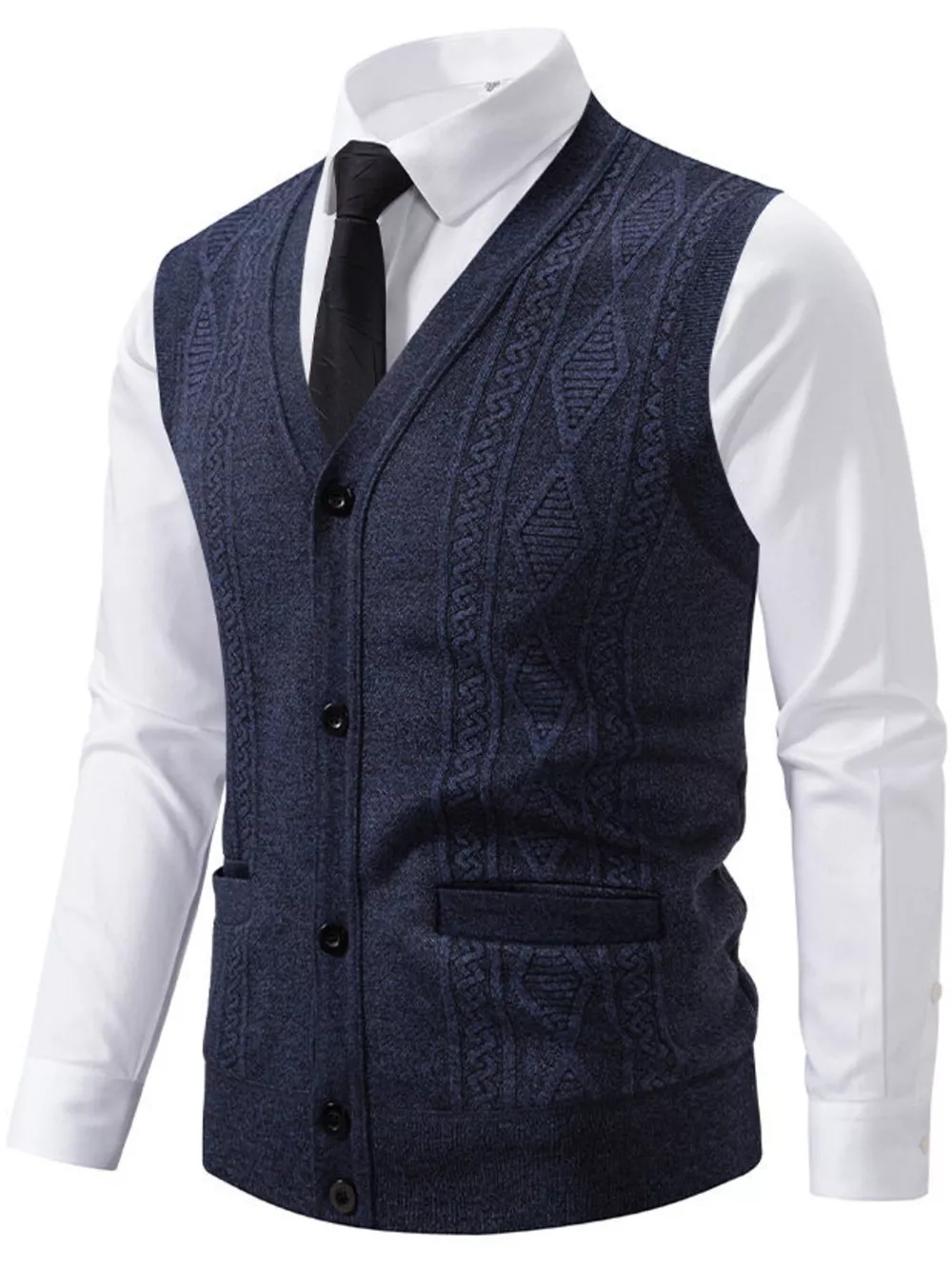 Men's Plus Size Button-Down Sweater Vest, image 10