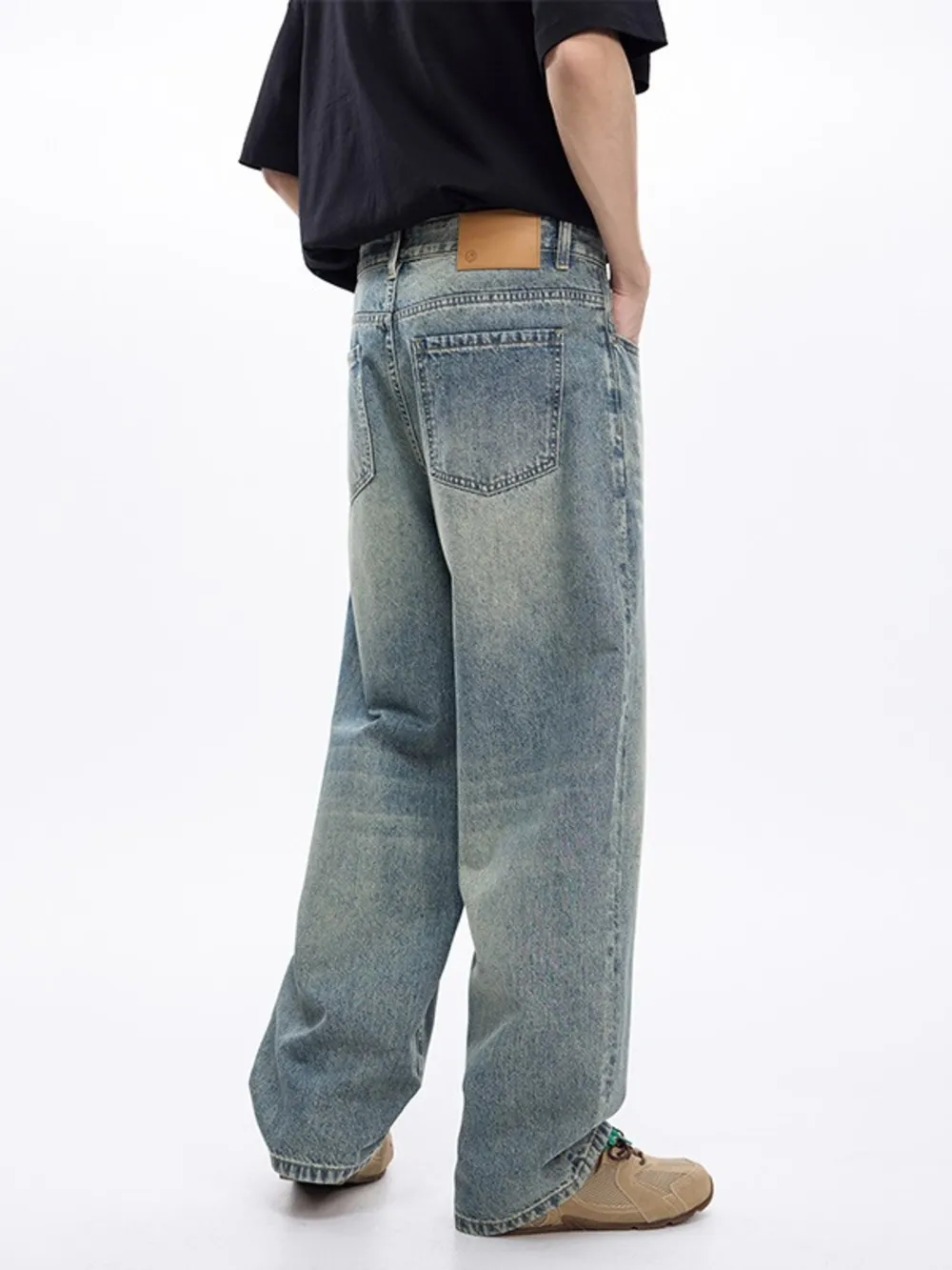 Men's Washed Wide Leg Jeans, image 5