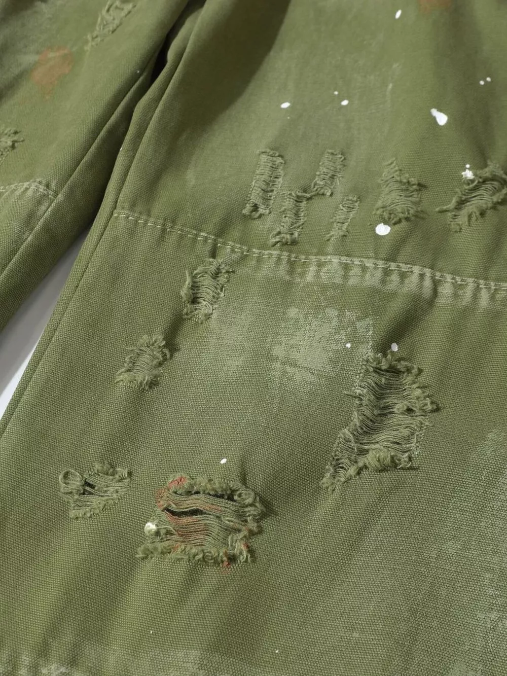Men's Distressed Cargo Pants with Paint Splatter, image 6