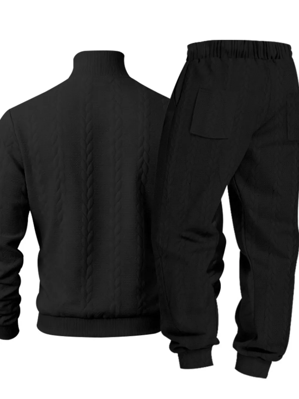 Men's Full Size Cable Knit Mock Neck Sweater and Joggers Set Plus Size, image 9