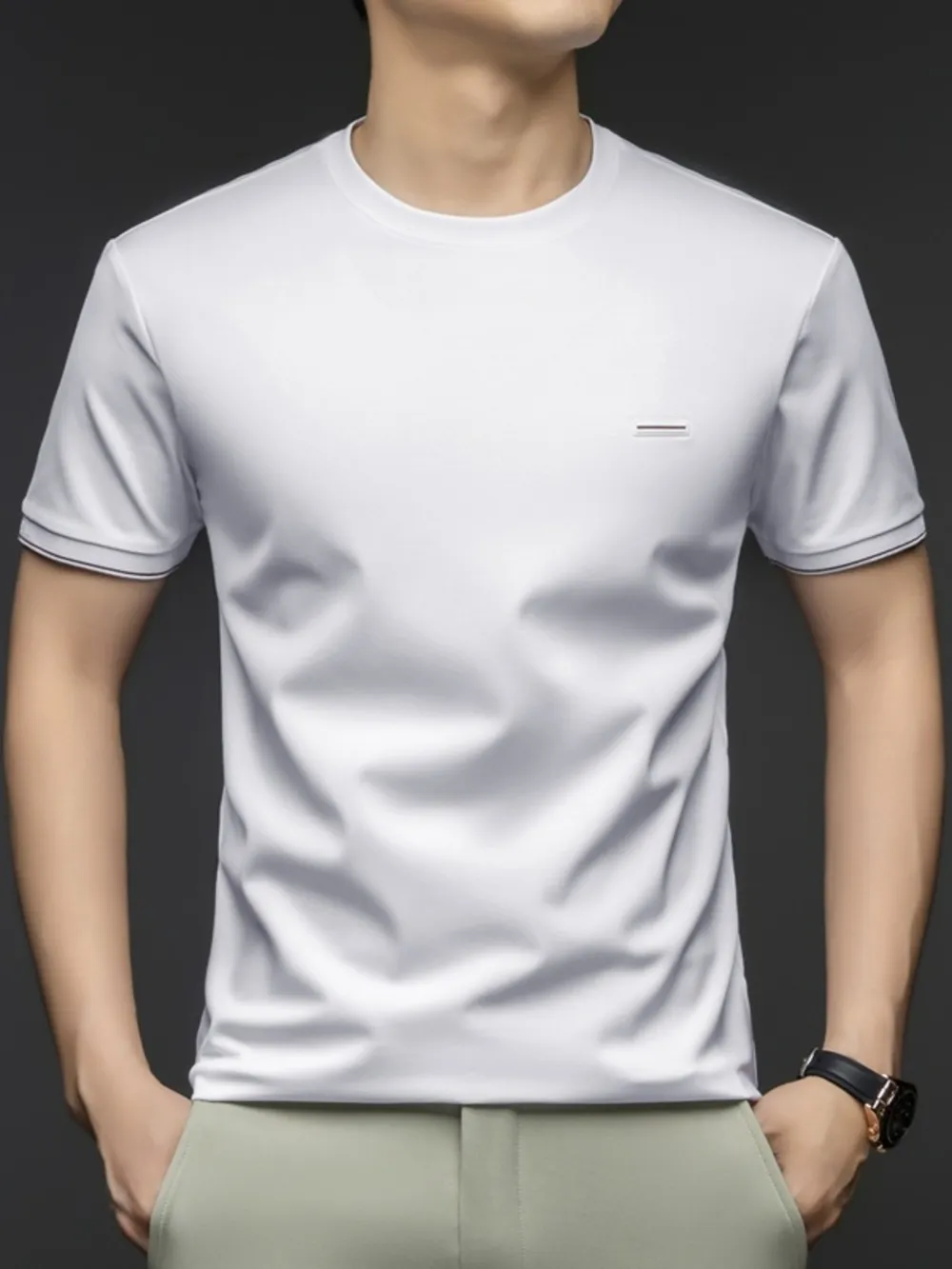 Men's Plus Size Round Neck Short Sleeve T-Shirt, image 2