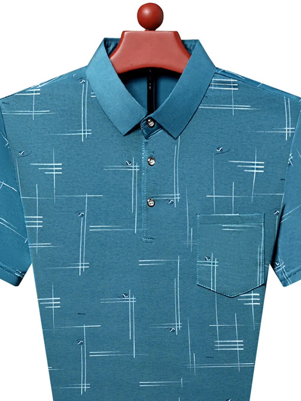 Men's Plus Size Geometric Pattern Short Sleeve Polo, image 2