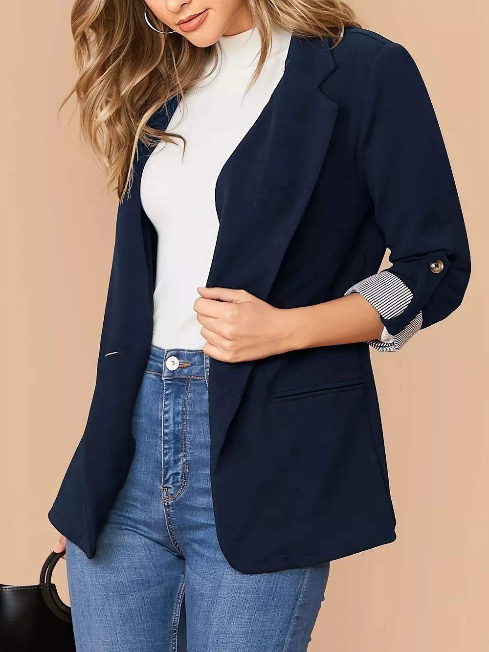 One Button Roll-Up Sleeve Blazer, image 4
