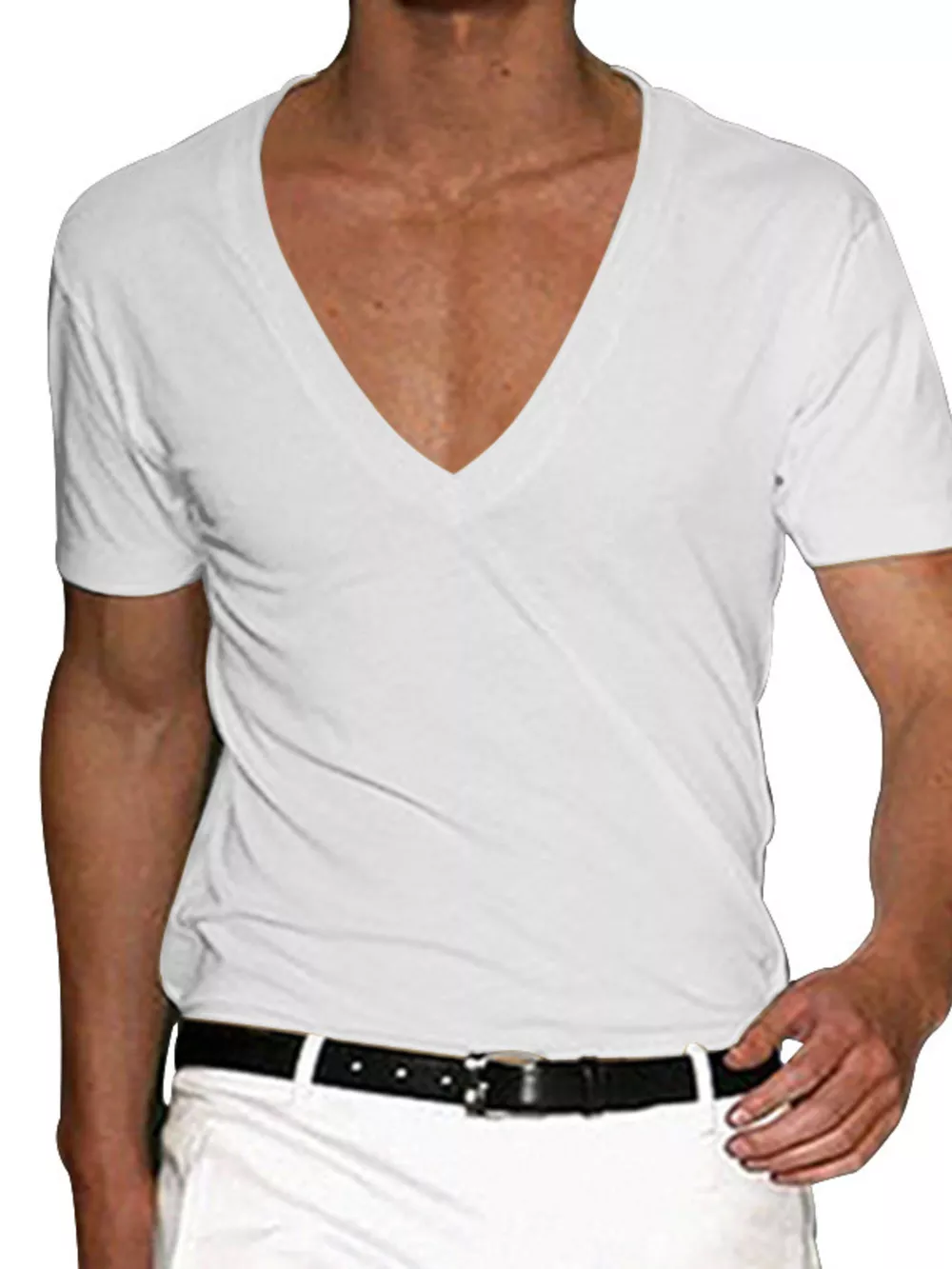Men's Plus Size Deep V-Neck Slim Fit T-Shirt, image 4