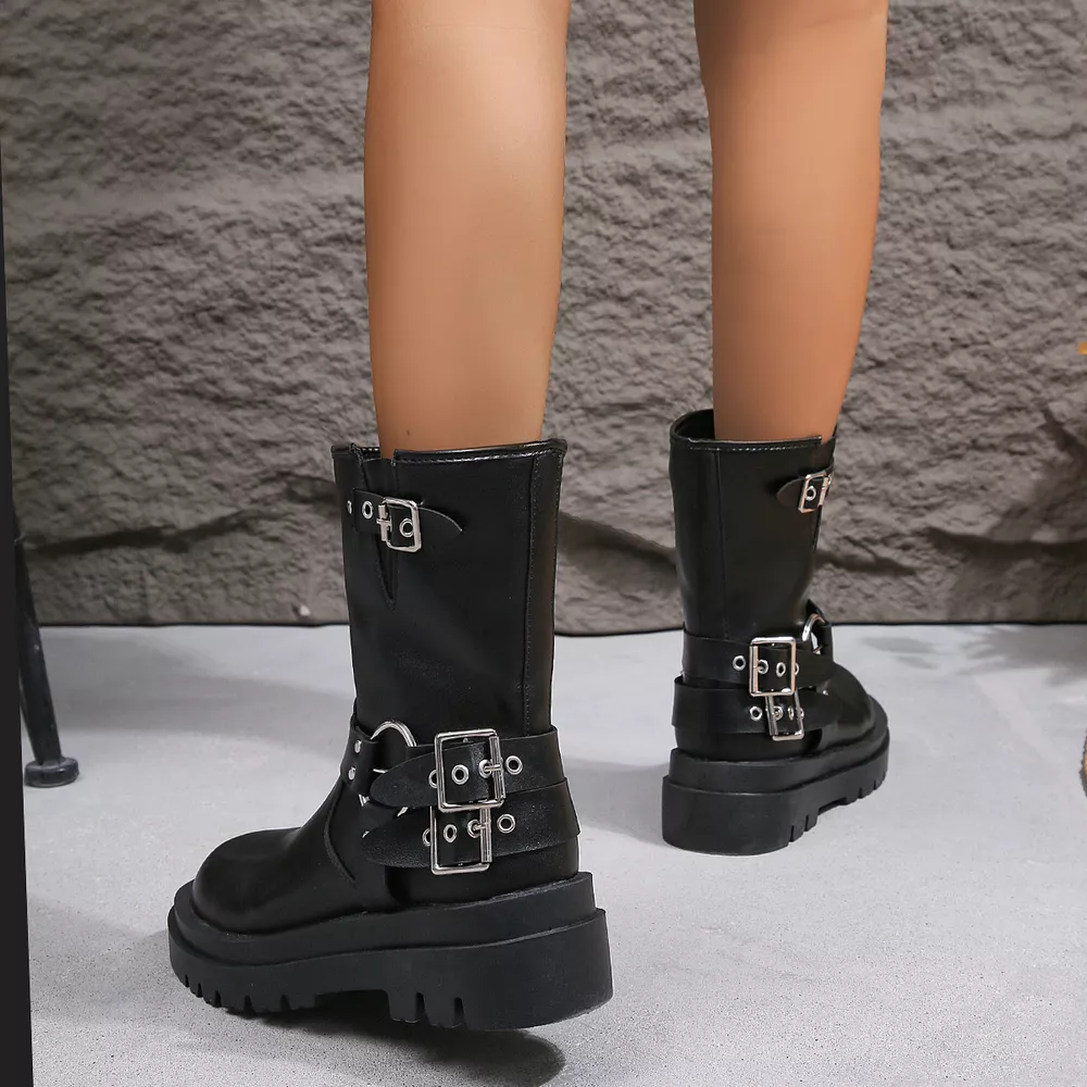 Round Toe Block Heels Boots, image 5