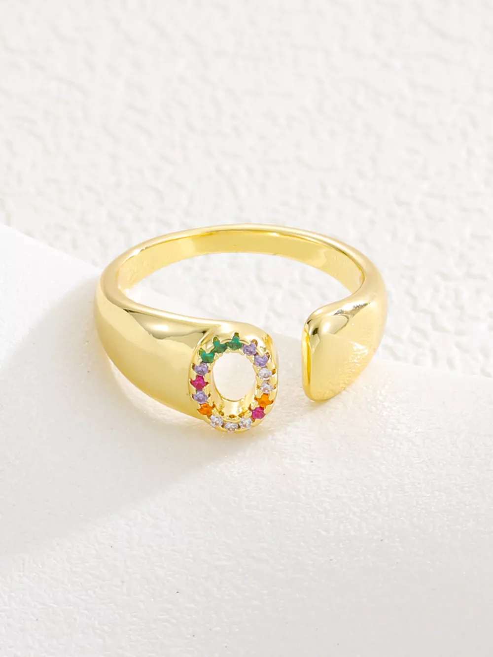 18K Gold-Plated Zircon Letter Ring, image 18