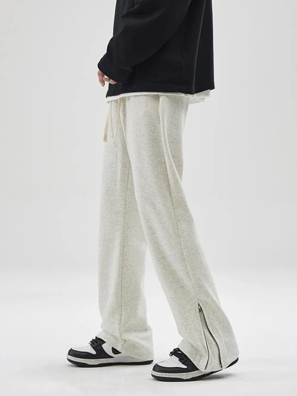 Men's Plus Size Wide Leg Drawstring Pants with Side Zipper, image 5