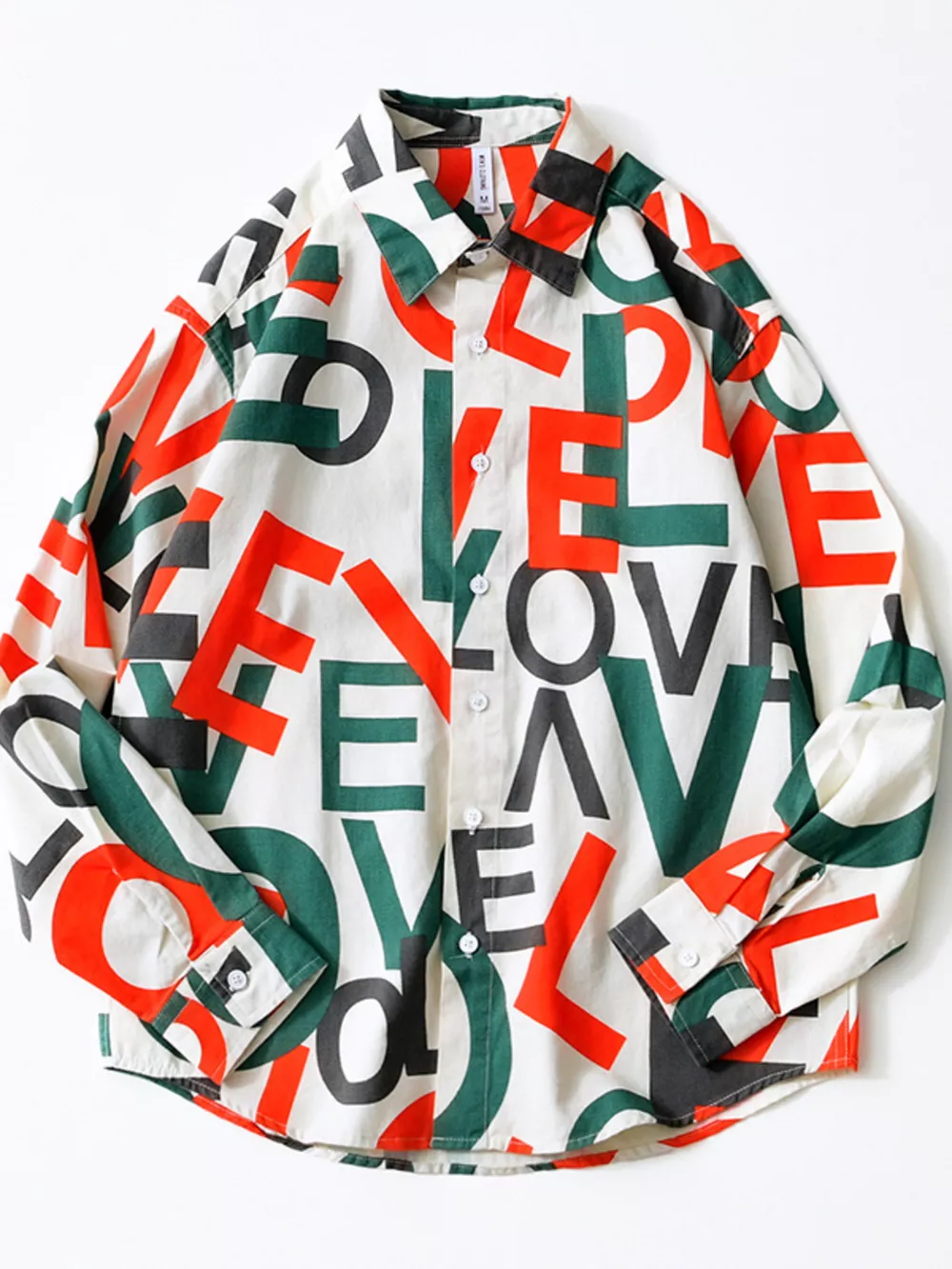Men's Plus Size Letter Print Long Sleeve Shirt, image 3