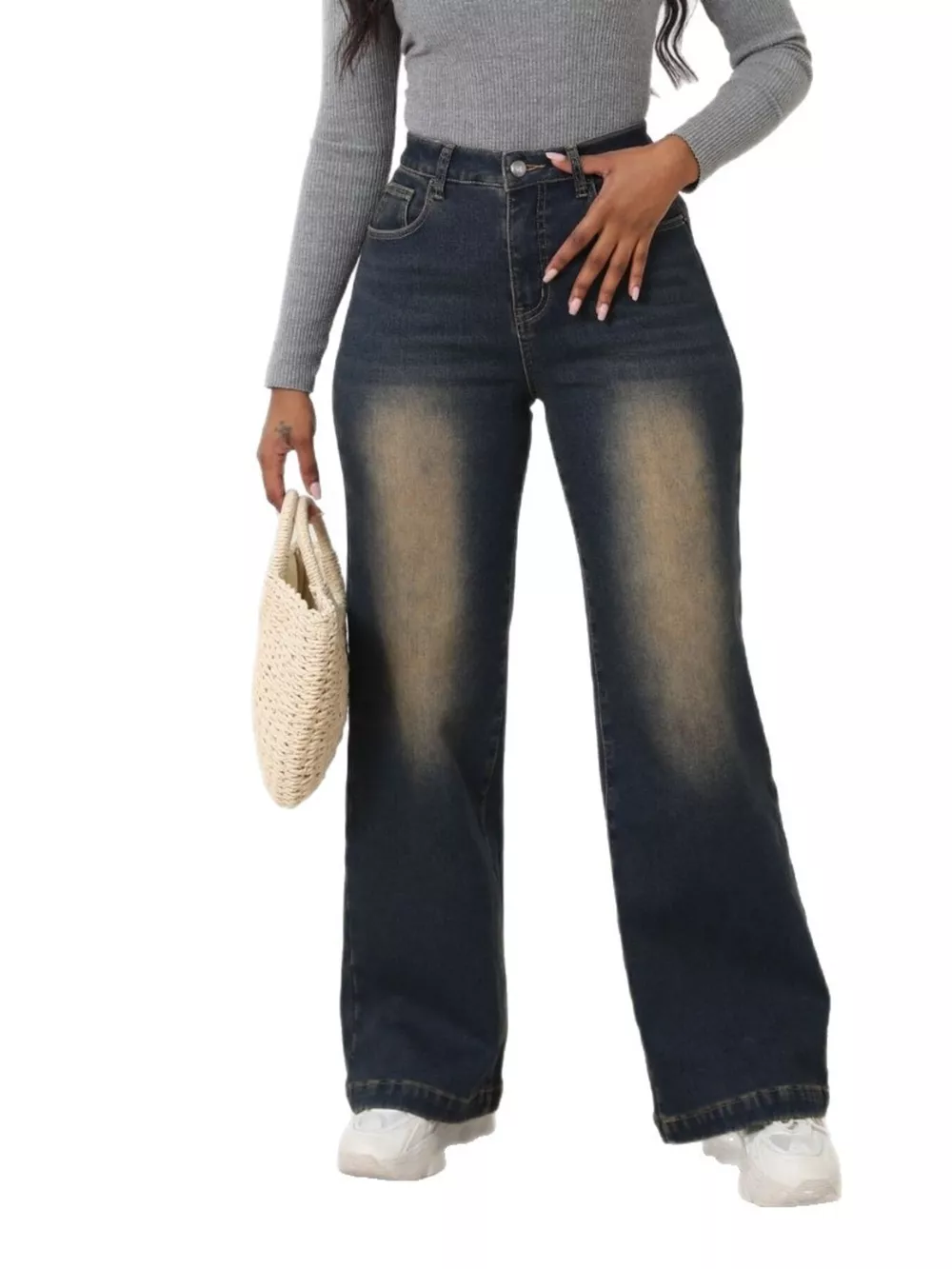 High-Waisted Washed Wide-Leg Jeans, image 6